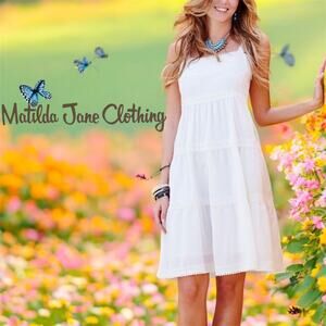 Matilda Jane Dancing On Clouds Lined Cottagecore Dress Sundress Off White Size 6